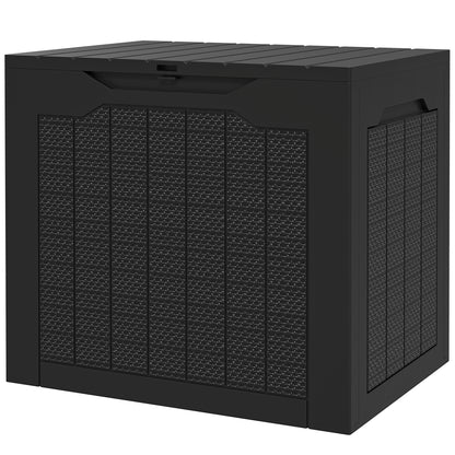 Garden Storage Box 93L with Recessed Handles, Waterproof Outdoor Box for Garden and Patio Storage, 56 x 41 x 50 cm, Black