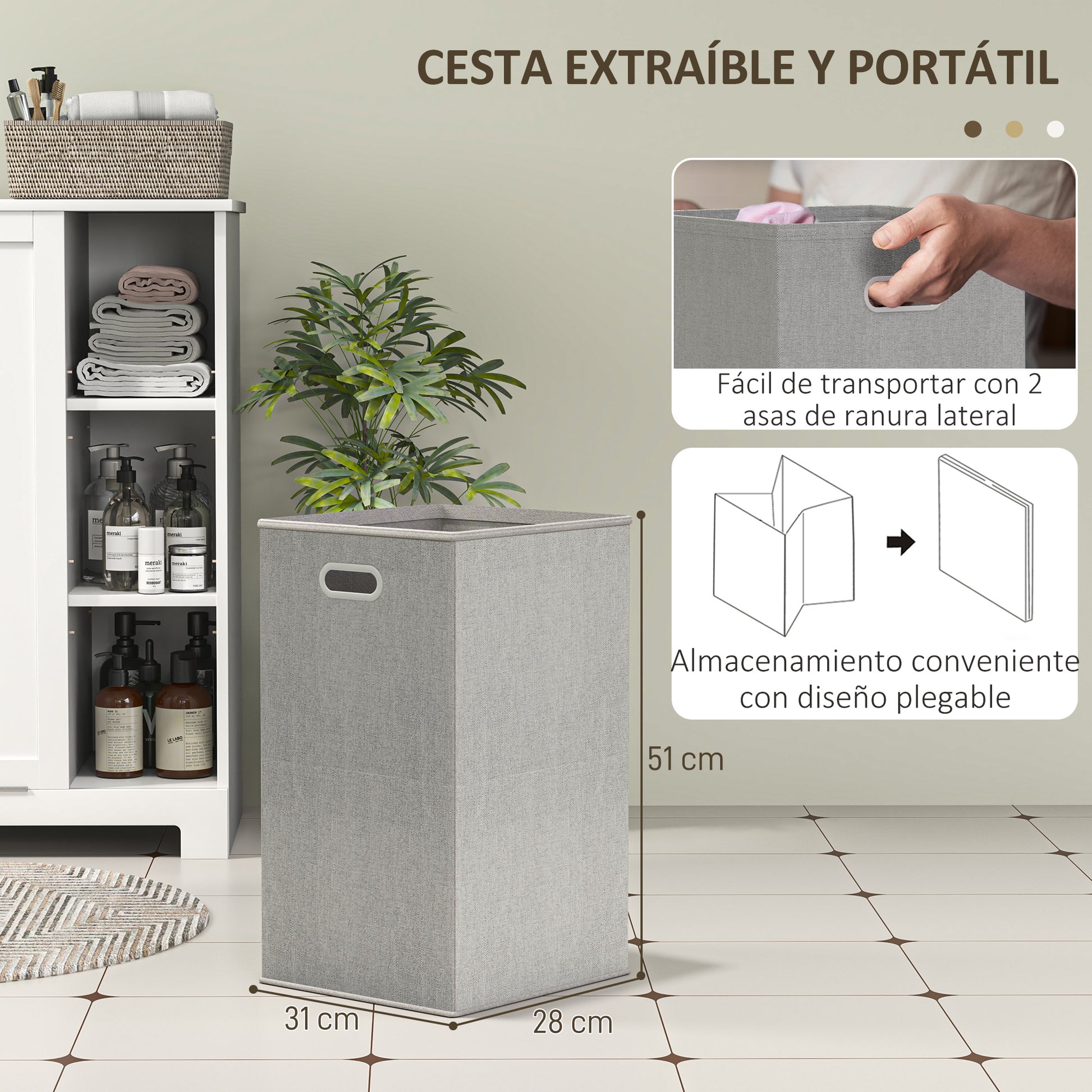 Bathroom Cabinet with Laundry Hamper Bathroom Furniture with Flip-Down Door Open Shelves and Removable Basket 60x38x86 cm White