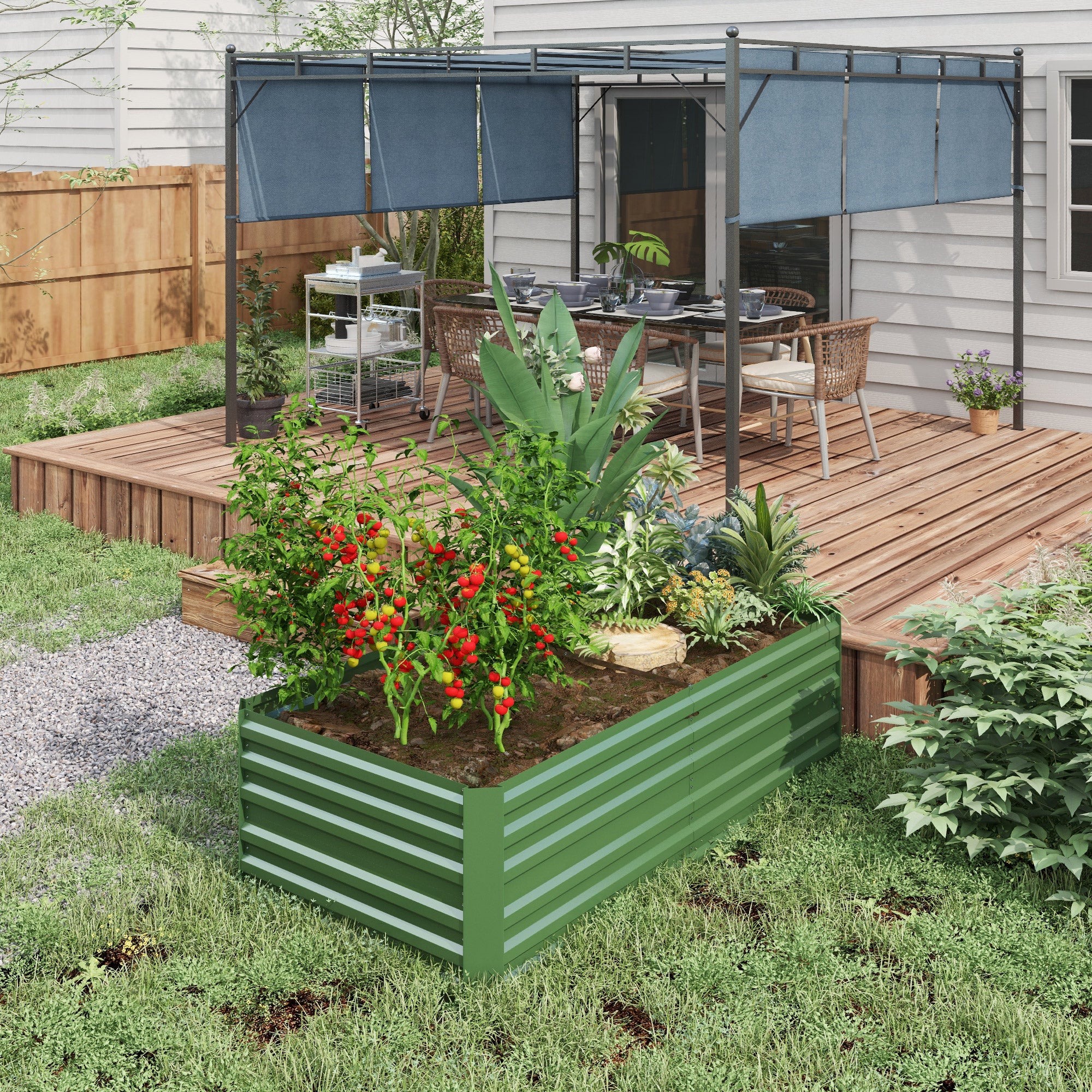 Steel Raised Garden Bed, Planting Bed Cold Frame Planter Box Stackable, Plant Box Planter Tub 180x90x60cm for Garden Balcony Terrace, Vegetable Bed for Flowers, Plants, Fruit