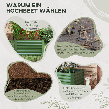 Steel Raised Garden Bed, Planting Bed Cold Frame Planter Box Stackable, Plant Box Planter Tub 180x90x60cm for Garden Balcony Terrace, Vegetable Bed for Flowers, Plants, Fruit