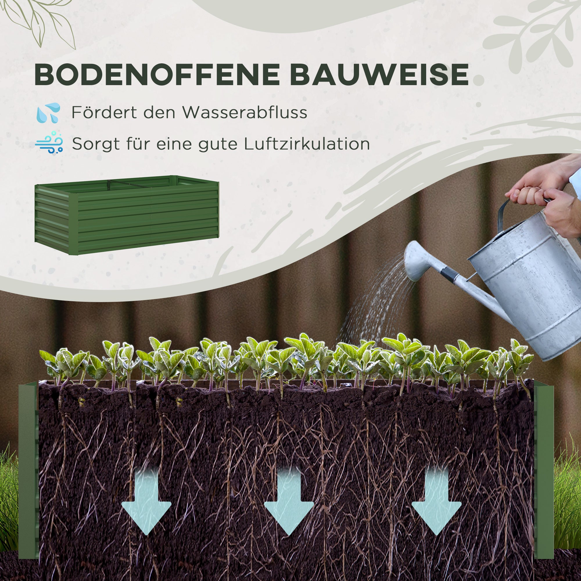 Steel Raised Garden Bed, Planting Bed Cold Frame Planter Box Stackable, Plant Box Planter Tub 180x90x60cm for Garden Balcony Terrace, Vegetable Bed for Flowers, Plants, Fruit