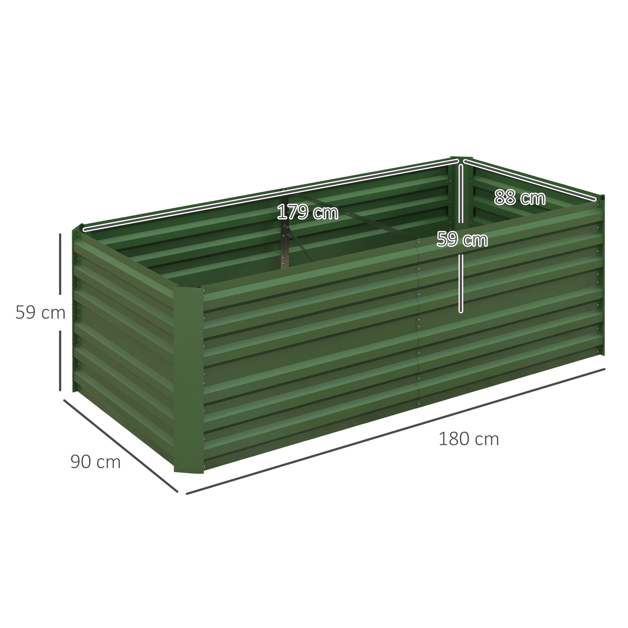 Steel Raised Garden Bed, Planting Bed Cold Frame Planter Box Stackable, Plant Box Planter Tub 180x90x60cm for Garden Balcony Terrace, Vegetable Bed for Flowers, Plants, Fruit