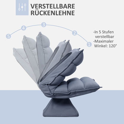 Floor Sofa Floor Chair with Adjustable Backrest, Rotating Meditation Chair, Recliner for Living Room, Office, Microfiber Cloth, Gray, 62 x 70 x 95 cm