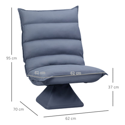 Floor Sofa Floor Chair with Adjustable Backrest, Rotating Meditation Chair, Recliner for Living Room, Office, Microfiber Cloth, Gray, 62 x 70 x 95 cm