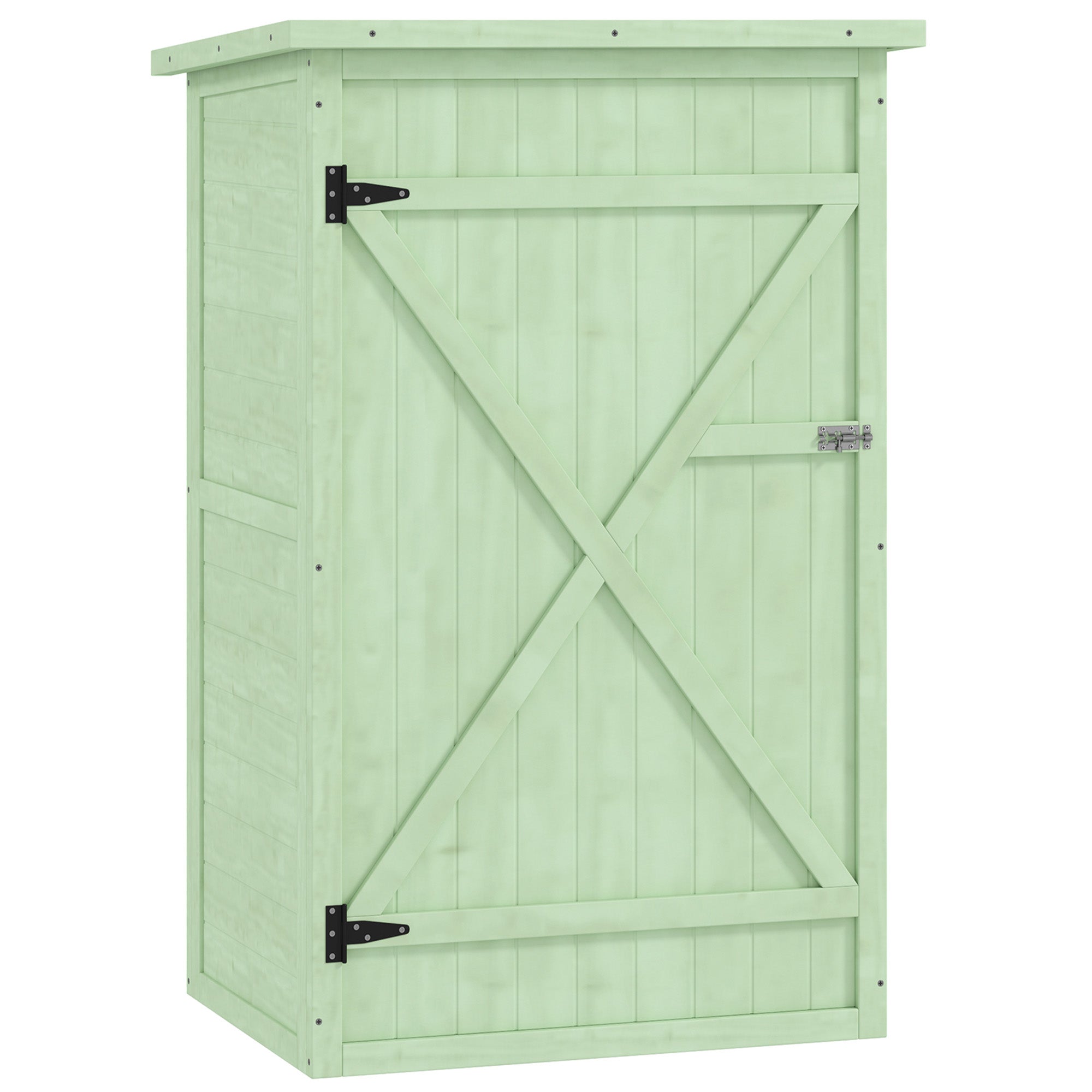 Wooden Garden Shed 75 x 56 x 115 cm (29.5 x 22.0 x 45.3 in) Outdoor Storage Cabinet for Tools with 3 Interior Shelves, Lockable Door and Asphalt Roof - Green