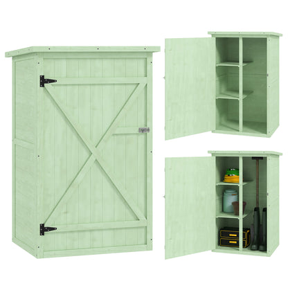 Wooden Garden Shed 75 x 56 x 115 cm (29.5 x 22.0 x 45.3 in) Outdoor Storage Cabinet for Tools with 3 Interior Shelves, Lockable Door and Asphalt Roof - Green