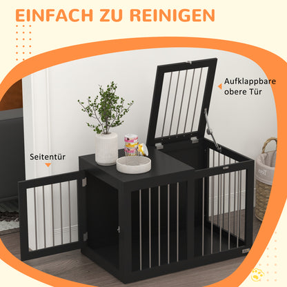 Dog Crate Furniture with 2 Doors Steel Dog Cage for Home Indoor Dog House for Medium Dogs up to 20 kg Side Table Dog Kennel 80 x 50 x 56.5 cm Black