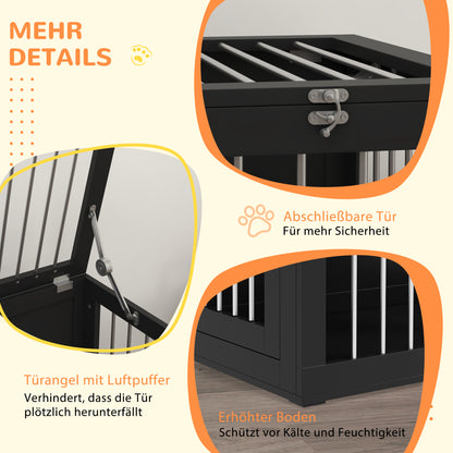 Dog Crate Furniture with 2 Doors Steel Dog Cage for Home Indoor Dog House for Medium Dogs up to 20 kg Side Table Dog Kennel 80 x 50 x 56.5 cm Black