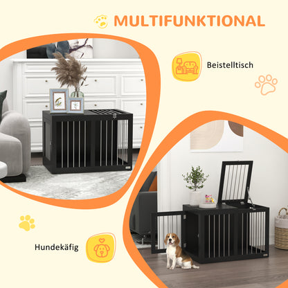 Dog Crate Furniture with 2 Doors Steel Dog Cage for Home Indoor Dog House for Medium Dogs up to 20 kg Side Table Dog Kennel 80 x 50 x 56.5 cm Black