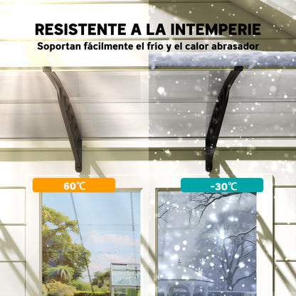 303x96 cm Protection Awning Exterior Canopy for Doors and Windows against Sun and Rain with Aluminum Alloy PP Polycarbonate Transparent Support