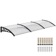 303x96 cm Protection Awning Exterior Canopy for Doors and Windows against Sun and Rain with Aluminum Alloy PP Polycarbonate Transparent Support