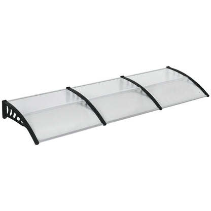 303x96 cm Protection Awning Exterior Canopy for Doors and Windows against Sun and Rain with Aluminum Alloy PP Polycarbonate Transparent Support