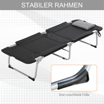 Folding Camp Bed Camping Bed with Pillow Carry Bag 183 x 66 x 33 cm Guest Bed up to 114 kg Camping Cot for Adults Folding Bed for Indoor, Outdoor, Garden Camping Travel Black