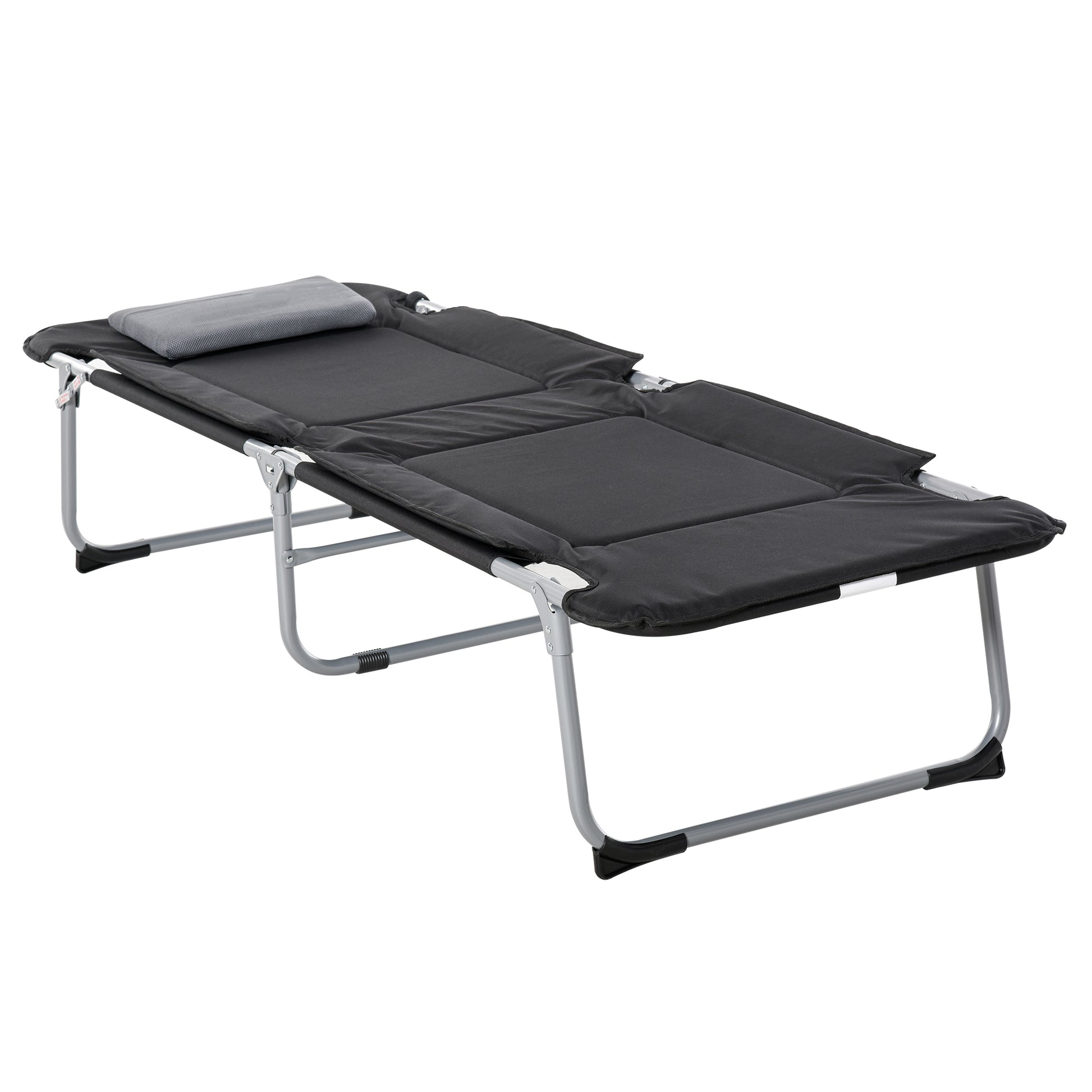 Folding Camp Bed Camping Bed with Pillow Carry Bag 183 x 66 x 33 cm Guest Bed up to 114 kg Camping Cot for Adults Folding Bed for Indoor, Outdoor, Garden Camping Travel Black
