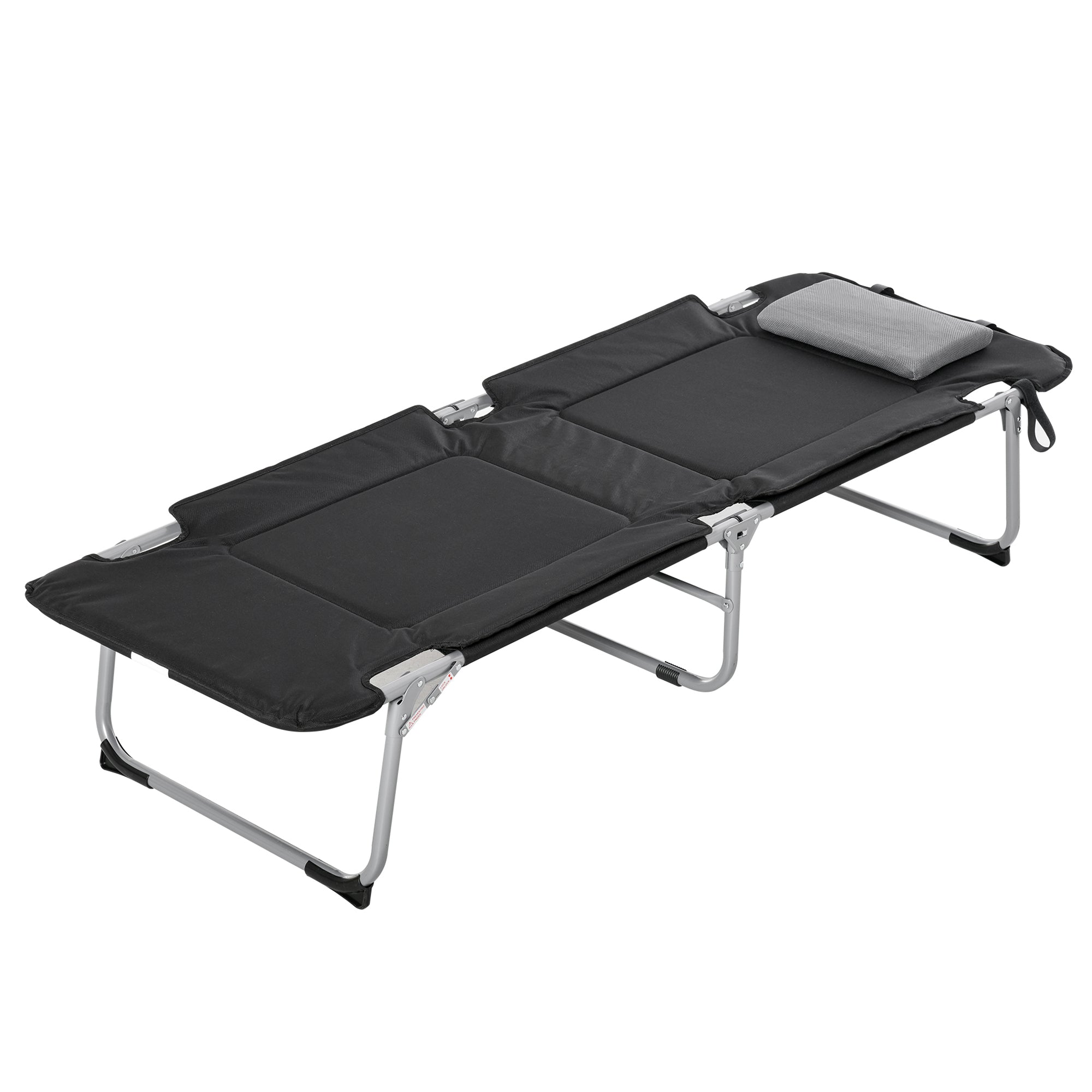 Folding Camp Bed Camping Bed with Pillow Carry Bag 183 x 66 x 33 cm Guest Bed up to 114 kg Camping Cot for Adults Folding Bed for Indoor, Outdoor, Garden Camping Travel Black
