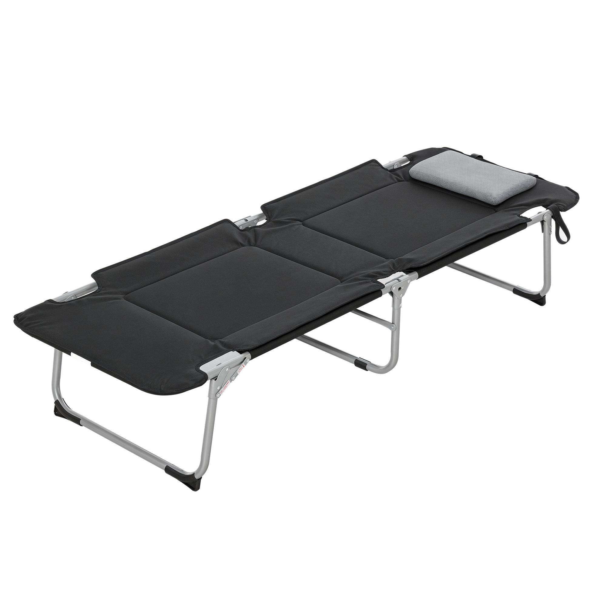 Folding Camp Bed Camping Bed with Pillow Carry Bag 183 x 66 x 33 cm Guest Bed up to 114 kg Camping Cot for Adults Folding Bed for Indoor, Outdoor, Garden Camping Travel Black