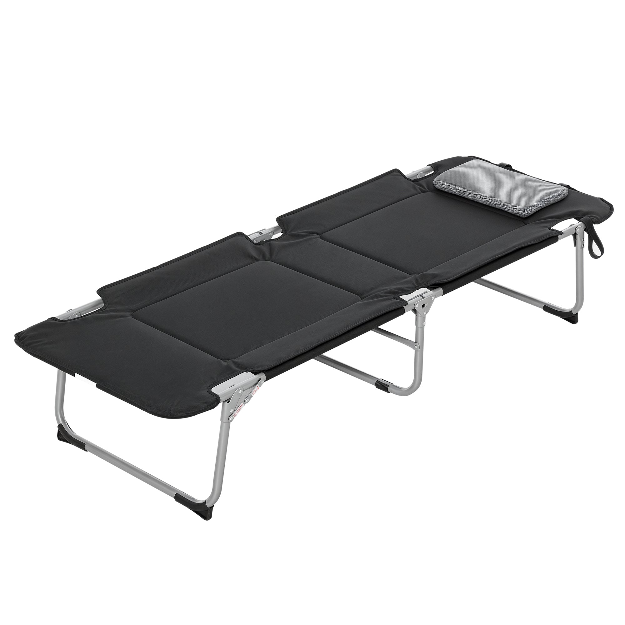 Folding Camp Bed Camping Bed with Pillow Carry Bag 183 x 66 x 33 cm Guest Bed up to 114 kg Camping Cot for Adults Folding Bed for Indoor, Outdoor, Garden Camping Travel Black