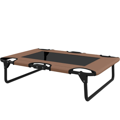 Elevated Dog Bed Foldable Pet Bed, Outdoor Dog Lounger with Mesh Design, Breathable, for Small and Medium Dogs Coffee Oxford 75 x 51 x 18 cm