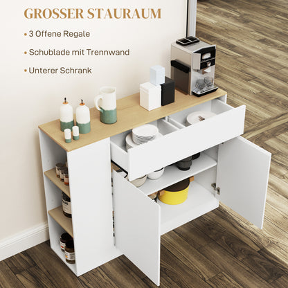 Sideboard Kitchen Cabinet with Drawer, 2 Doors, Adjustable Shelves, Buffet Cabinet Dresser for Kitchen, Living Room, Dining Room, 105 x 30 x 81.5 cm White