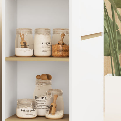 Sideboard Kitchen Cabinet with Drawer, 2 Doors, Adjustable Shelves, Buffet Cabinet Dresser for Kitchen, Living Room, Dining Room, 105 x 30 x 81.5 cm White