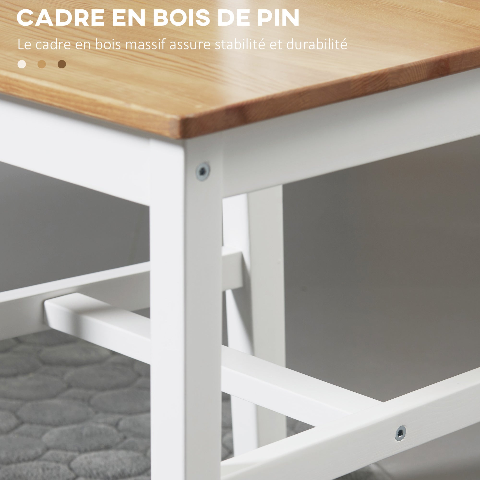 Set of 2 dining chairs made of solid wood, kitchen chairs in country style with crisscross backrest in white and oak