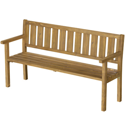 3-Seater Outdoor Wooden Bench, Weather-Resistant with Backrest & Armrests, 794 lb Capacity, Garden/Balcony/Terrace Bench – 65.7 x 22.4 x 36.6 in (167 x 57 x 93 cm), Teak
