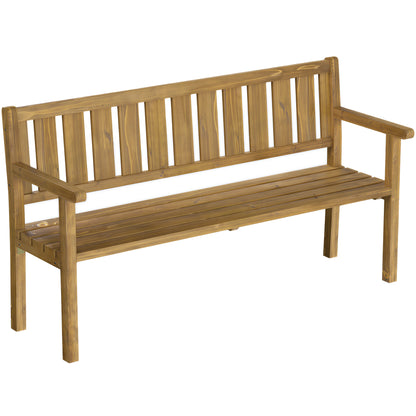 3-Seater Outdoor Wooden Bench, Weather-Resistant with Backrest & Armrests, 794 lb Capacity, Garden/Balcony/Terrace Bench – 65.7 x 22.4 x 36.6 in (167 x 57 x 93 cm), Teak