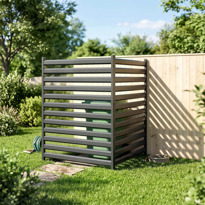 Garden Fence 2 Panels 59.8 x 35.8 in Metal Privacy Fence with Posts & End Caps, Plug-In Decorative Rust-Resistant Outdoor Panels for Trash, Pool, No-Dig Installation, Black