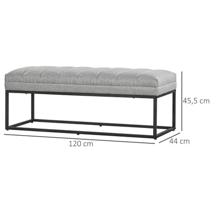Upholstered Bench in Linen Look, Bed Bench with Steel Legs, Shoe Bench for Bedroom, Living Room, Hallway, up to 200 kg Load Capacity, 120 x 44 x 45.5 cm, Light Gray