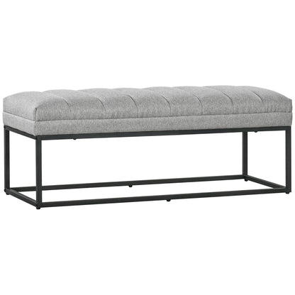 Upholstered Bench in Linen Look, Bed Bench with Steel Legs, Shoe Bench for Bedroom, Living Room, Hallway, up to 200 kg Load Capacity, 120 x 44 x 45.5 cm, Light Gray