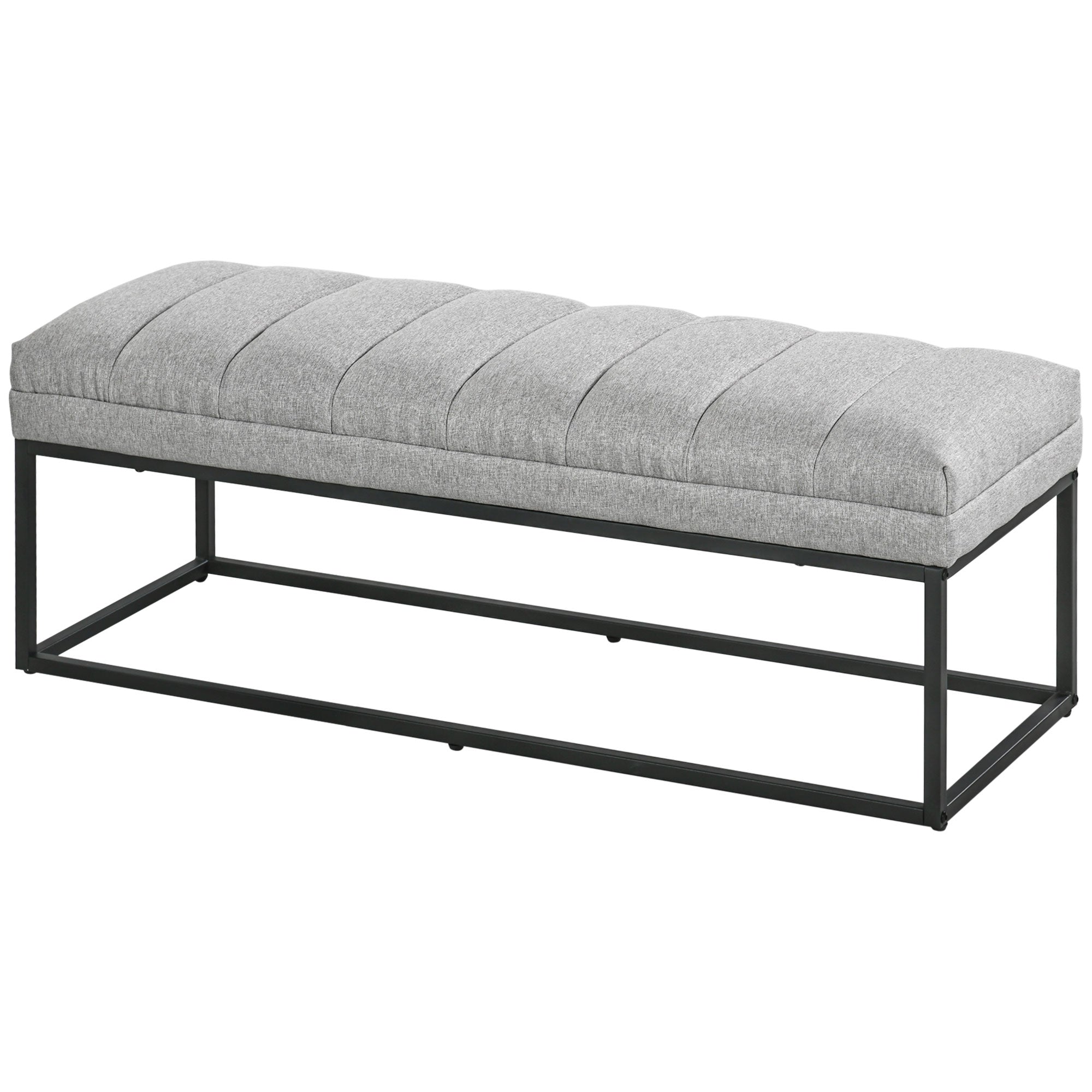 Upholstered Bench in Linen Look, Bed Bench with Steel Legs, Shoe Bench for Bedroom, Living Room, Hallway, up to 200 kg Load Capacity, 120 x 44 x 45.5 cm, Light Gray
