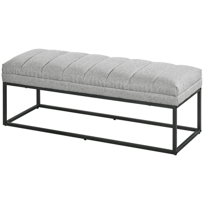 Upholstered Bench in Linen Look, Bed Bench with Steel Legs, Shoe Bench for Bedroom, Living Room, Hallway, up to 200 kg Load Capacity, 120 x 44 x 45.5 cm, Light Gray