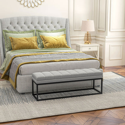 Upholstered Bench in Linen Look, Bed Bench with Steel Legs, Shoe Bench for Bedroom, Living Room, Hallway, up to 200 kg Load Capacity, 120 x 44 x 45.5 cm, Light Gray