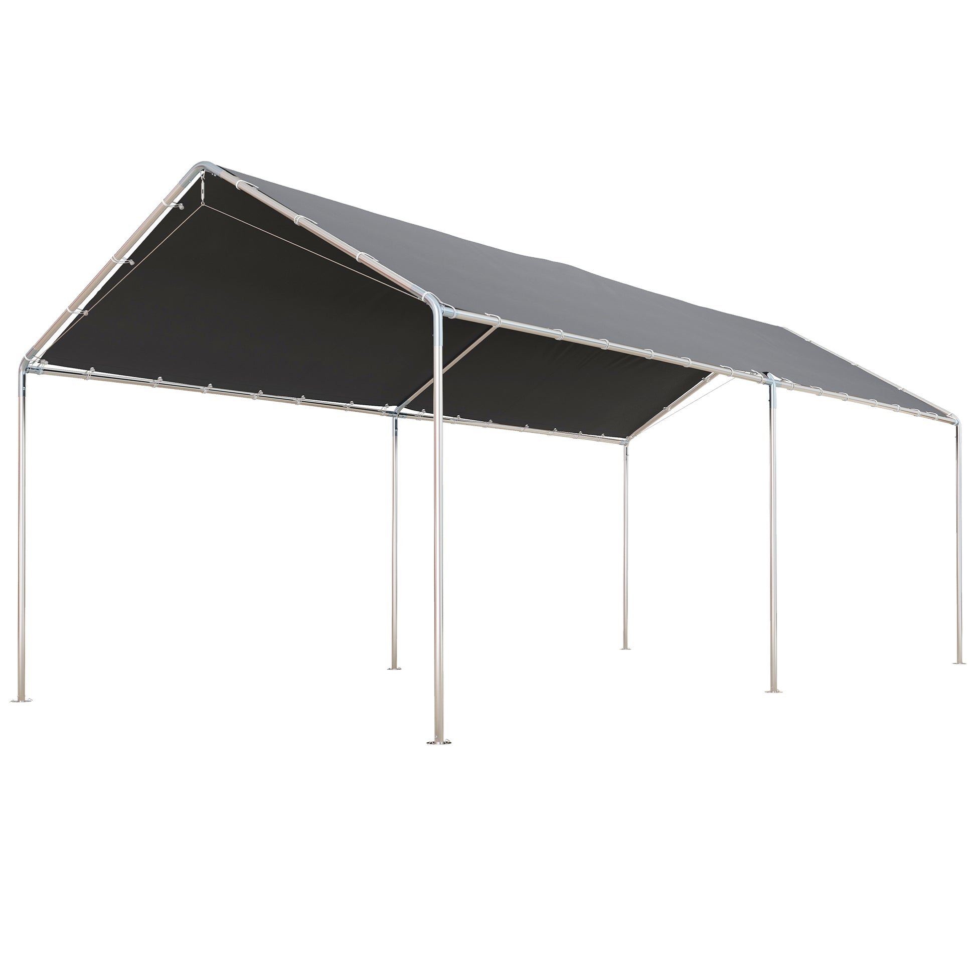 Outdoor Carport 3x6 m Car Garage Canopy for Car Waterproof with PE Fabric Canopy and Galvanized Steel Frame Gazebo Pavilion for Garden Patio Gray