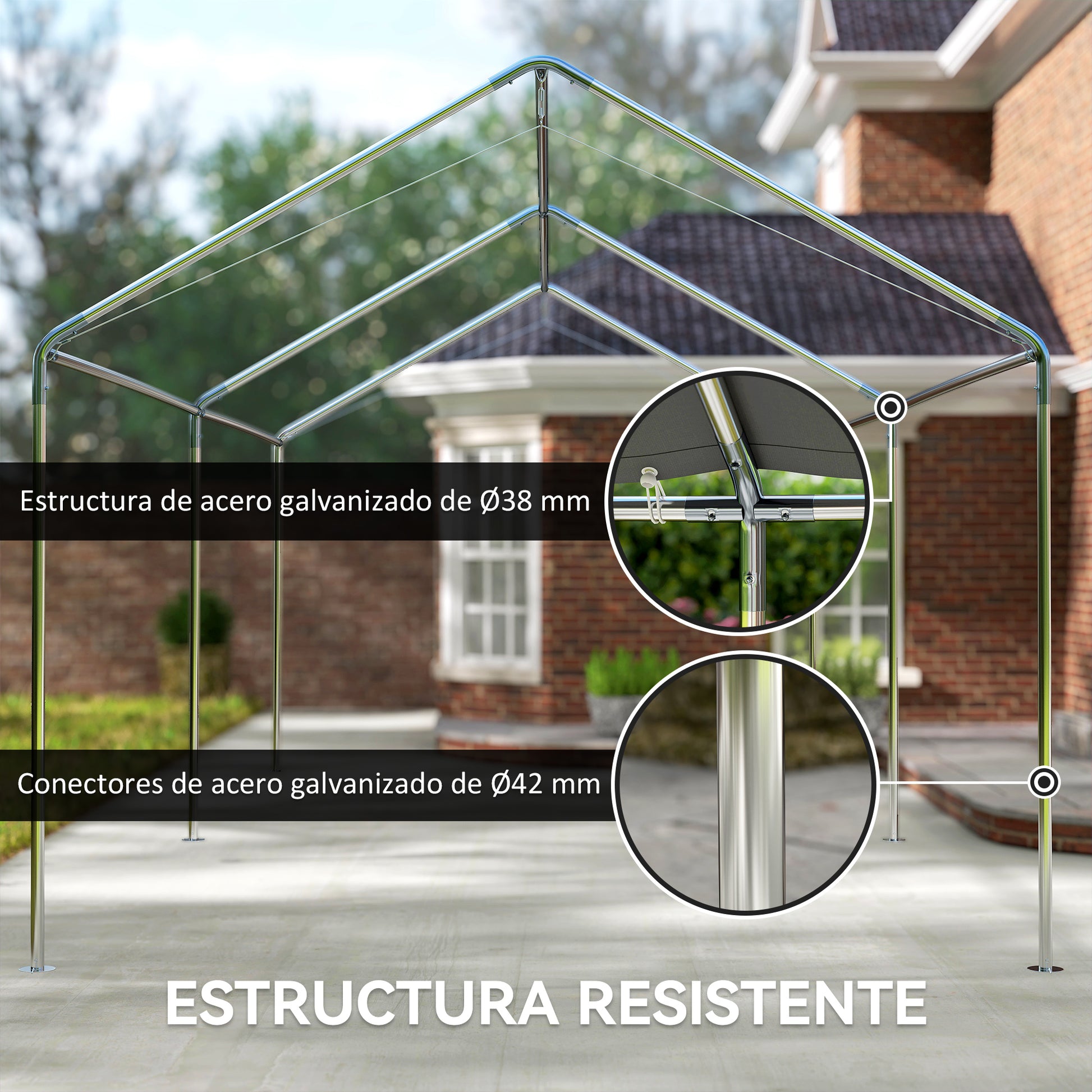 Outdoor Carport 3x6 m Car Garage Canopy for Car Waterproof with PE Fabric Canopy and Galvanized Steel Frame Gazebo Pavilion for Garden Patio Gray