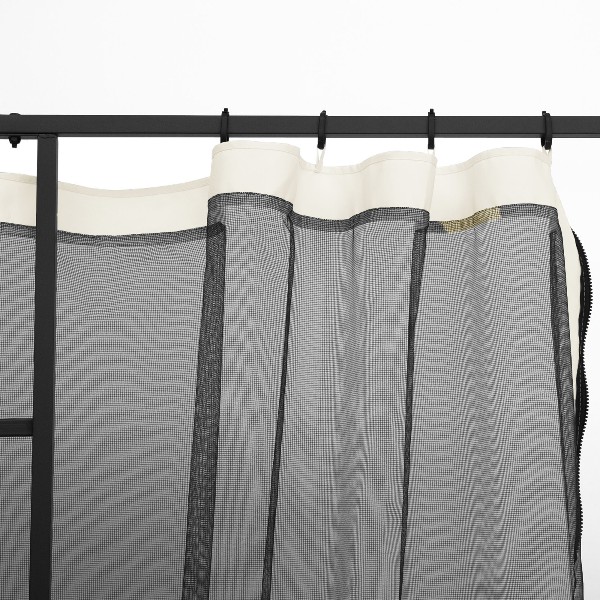 Mosquito Nets for Gazebo/Canopy/Pavilion 3 x 3 m - Set of 4 Zippered Panels + Attachment Hooks - Polyester/Nylon