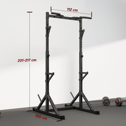 SPORTNOW 2-Level Barbell Rack – Steel Squat Rack with Plate Storage, Up to 200 kg Load