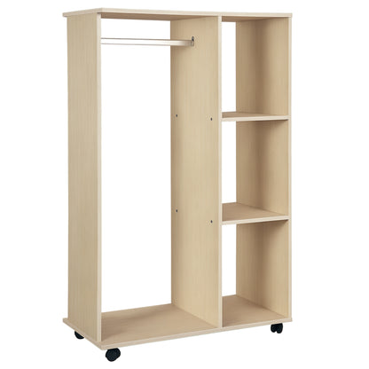 Mobile Storage Wardrobe Open Wardrobe Particle Board Light Oak Color