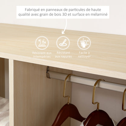 Mobile Storage Wardrobe Open Wardrobe Particle Board Light Oak Color