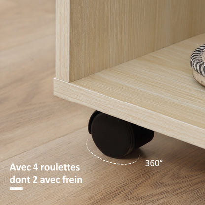 Mobile Storage Wardrobe Open Wardrobe Particle Board Light Oak Color