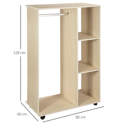 Mobile Storage Wardrobe Open Wardrobe Particle Board Light Oak Color