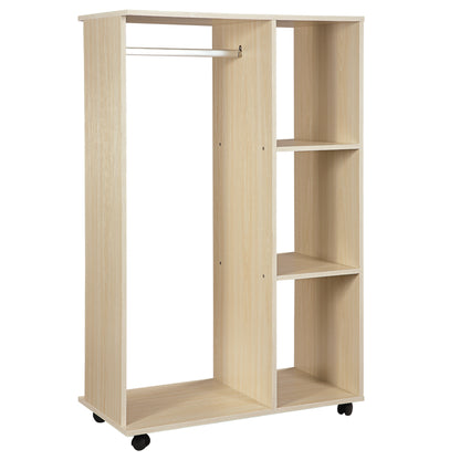 Mobile Storage Wardrobe Open Wardrobe Particle Board Light Oak Color