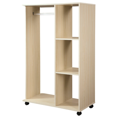 Mobile Storage Wardrobe Open Wardrobe Particle Board Light Oak Color