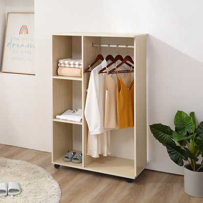 Mobile Storage Wardrobe Open Wardrobe Particle Board Light Oak Color
