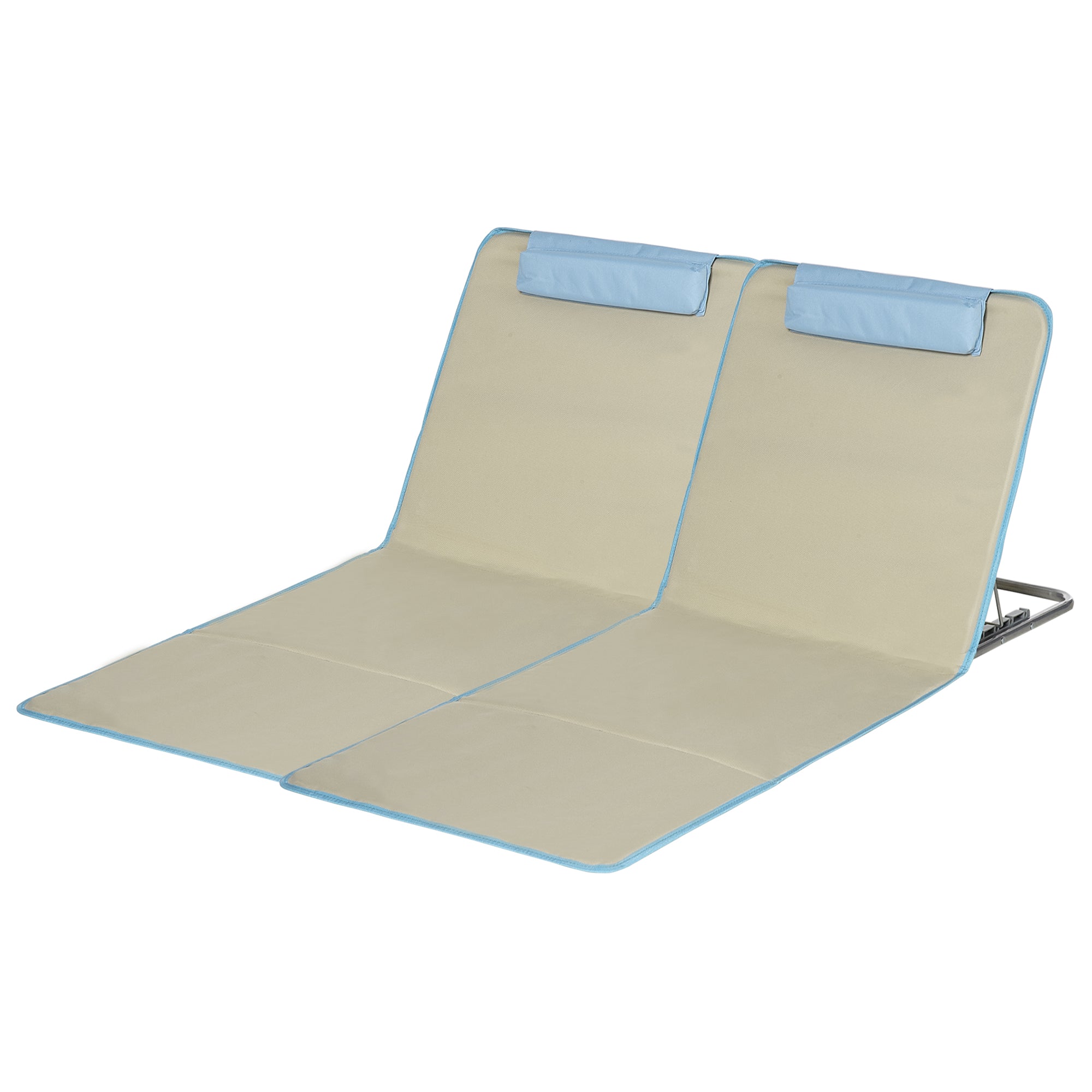2 Pack Folding Sun Lounger Beach Chairs with Adjustable Backrest Headrest Carry Bag Lightweight Portable Beach Mat, Outdoor Sun Mat for Garden, Pool 124 x 53 cm