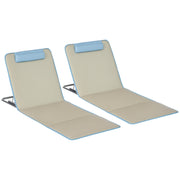 2 Pack Folding Sun Lounger Beach Chairs with Adjustable Backrest Headrest Carry Bag Lightweight Portable Beach Mat, Outdoor Sun Mat for Garden, Pool 124 x 53 cm