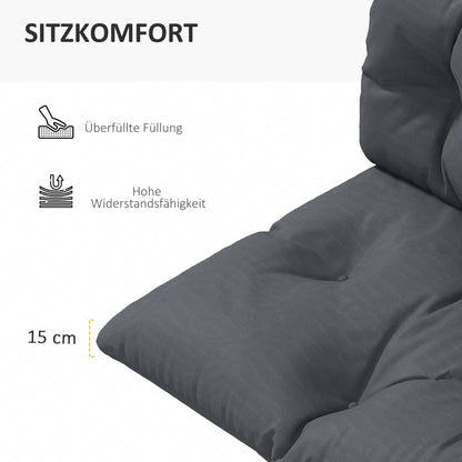 2 Seater Pallet Cushion 120cm x 60cm x 15cm Bench Cushion Seat Cushion with UV Protection Padded Waterproof Garden Bench Cushion for Bench Dark Gray