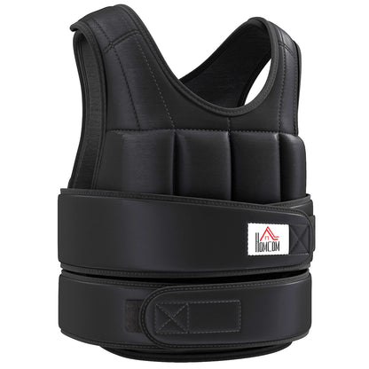 Adjustable Weighted Vest 20 Kg max. Removable Weight Oxford Fabric Exercise Boxing Black