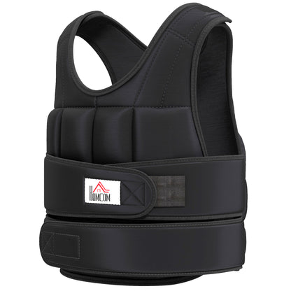 Adjustable Weighted Vest 20 Kg max. Removable Weight Oxford Fabric Exercise Boxing Black
