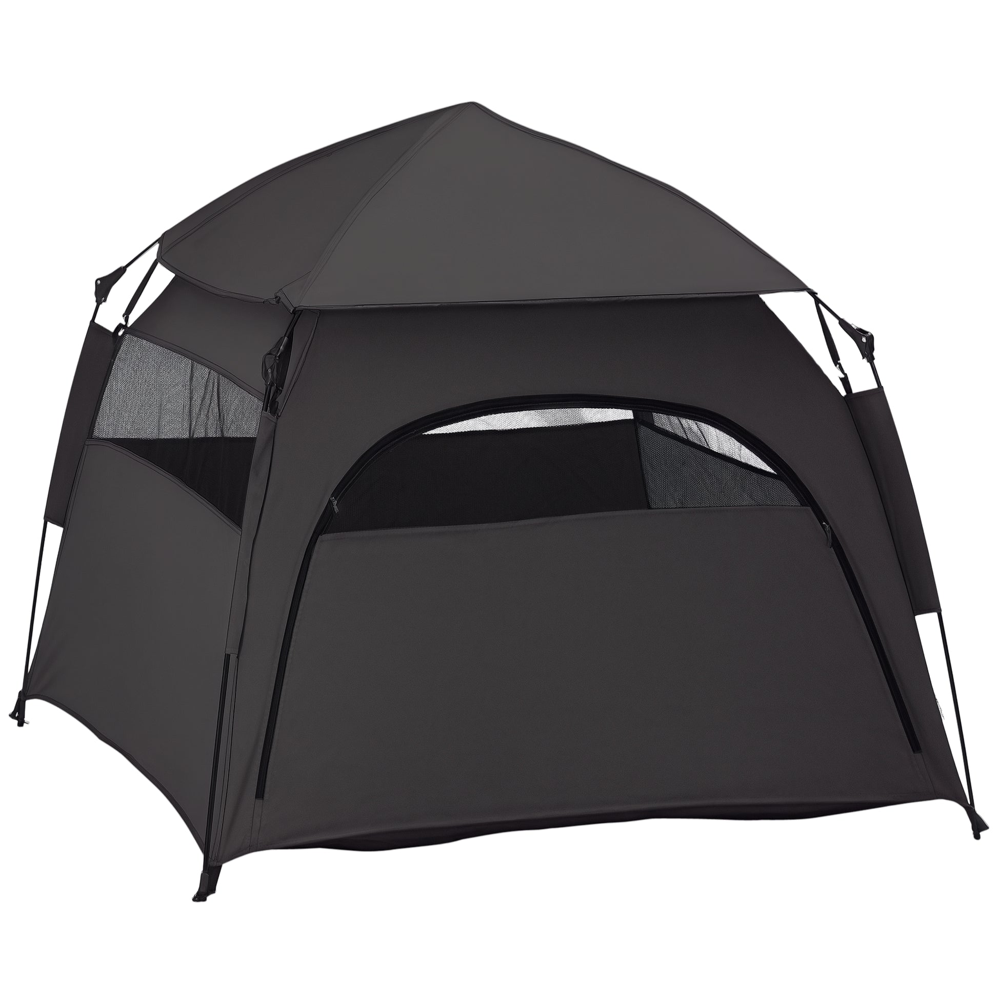 Pet Tent, Dog Tent, Cat House Outdoor, Dog House with Mesh Window, Dog Tipi Tent with Carry Bag, Sun Shade for Backyard, Living Room, Dark Gray